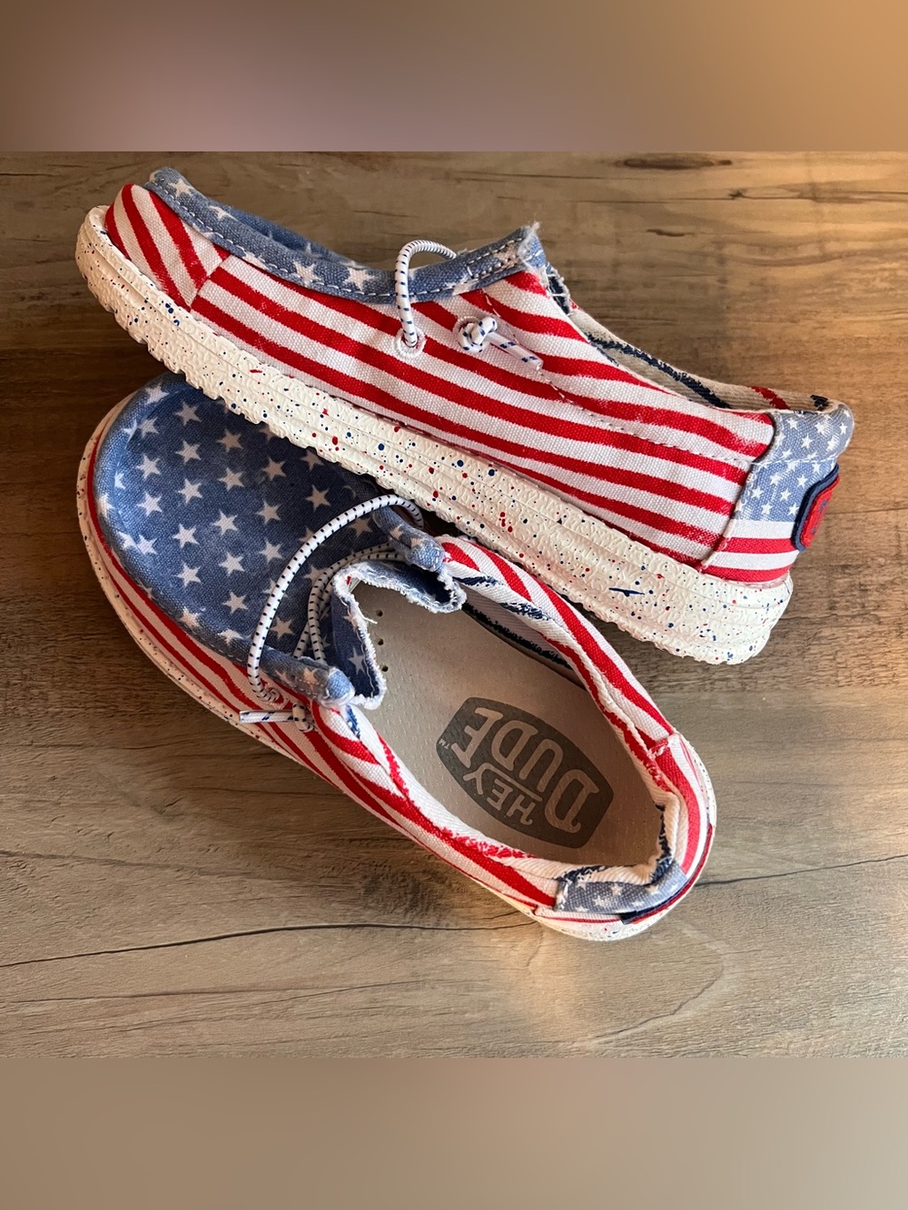 Hey Dude Wally Patriotic Stars Stripes Shoes